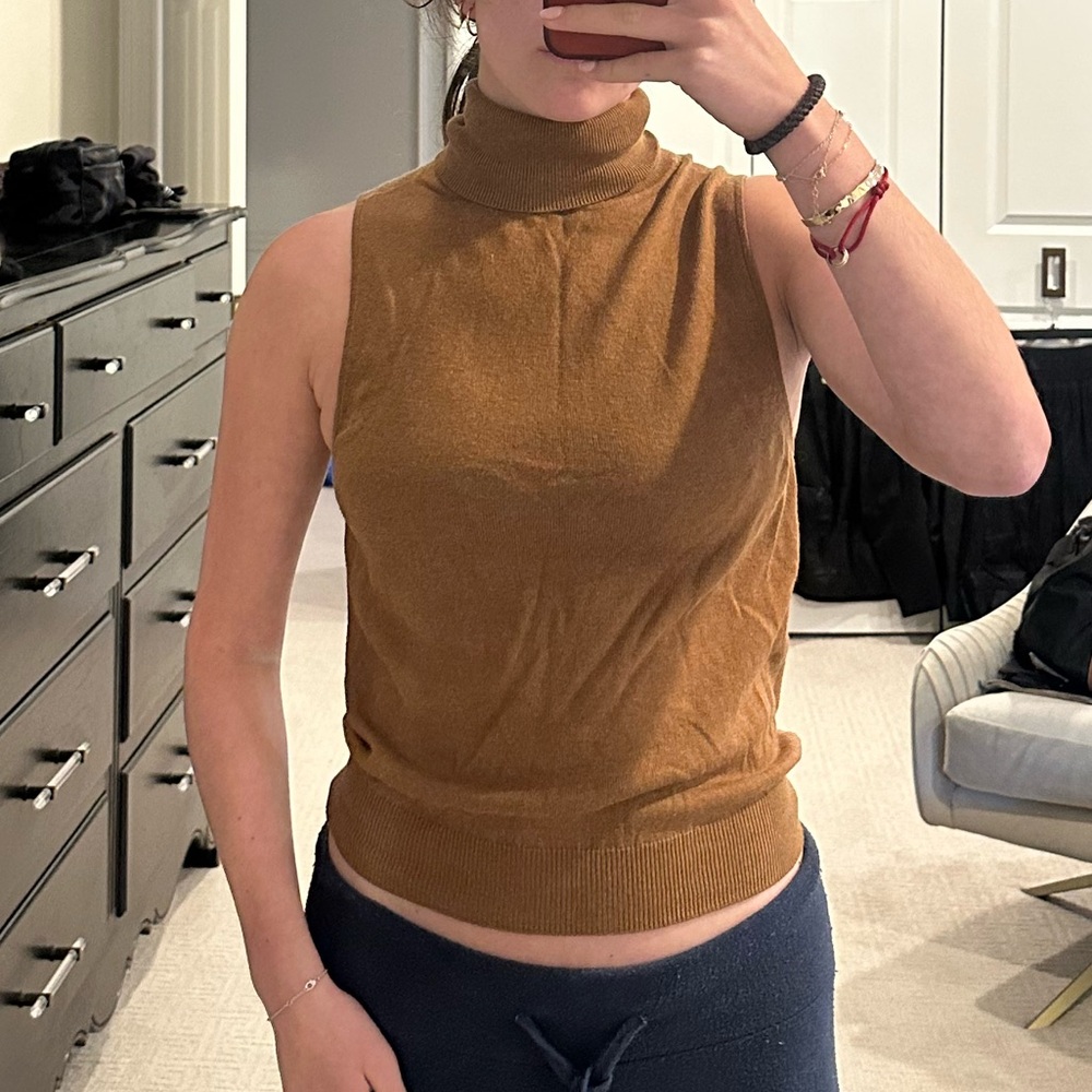 Mango brown turtleneck tank sweater